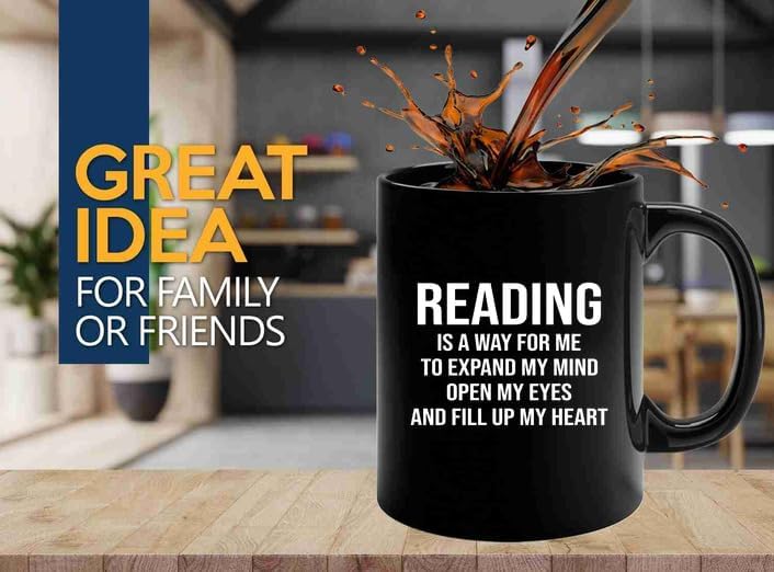 Book Lover Coffee Mug 11oz Black -expand my mind - Book Lovers Gifts Book Reader Gifts Book Club Gifts Book Reading Cup Reading Gifts