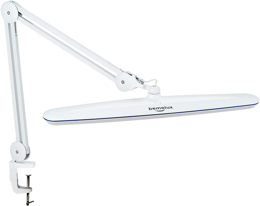 Task Lamp with Clamp, Bright 117PCS LEDs, Metal Swing Arm 24W 2200 Lumen Dimmable Led Desk Lamp for Architect Home Office Study Reading Dorm Workbench Craft, 23 Inch Working Lamp(White)