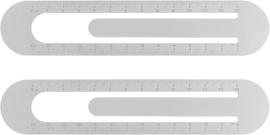 HARFINGTON 2pcs Straight Ruler 13cm Metric Bookmark Clip Ruler Metal Aluminum Alloy Scale on Both Sides Measuring Scale Tool for Measure Study Reading Classroom Office, Grey
