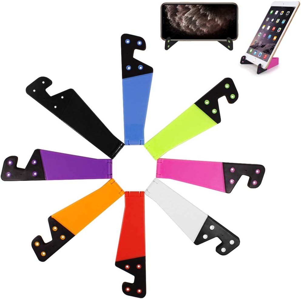 SourceTon 8 PCS Universal Pocket-Sized Colorful Portable Foldable V Model Mobile Phone Holder, Desktop Stand Mount Holder Cradle Compatible with iPads,Tablets,E-Readers,Cellphones, Kindles, Pack of 8