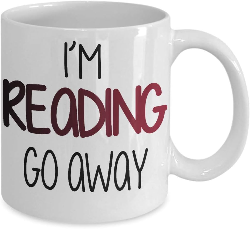 I Am Reading coffee mug| Go away library, book reader enthusiast present| book worm fan sarcastic cup