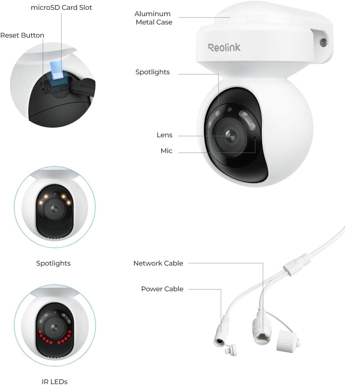 REOLINK 4K PoE Security Outdoor IP Camera with 355° Pan & 50° Tilt, Color Night Vision for Home Surveillance, Auto Tracking, Smart Detection, Two-Way Talk, 24/7 Recording, E1 Outdoor SE PoE