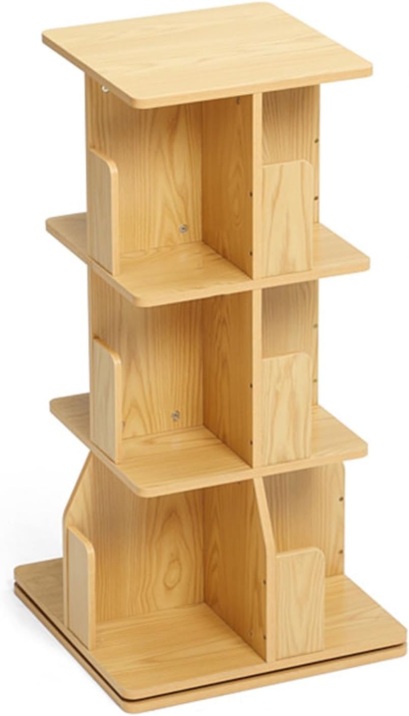 YVYKFZD Rotating Bookshelf Tower, Floor Standing Bookcase, 360 Display Storage Rack, Wood Open Narrow Book Shelf Organizer, for Small Space, Bedroom, Study Room(3 Tier 19.6"x19.6"x38.5")