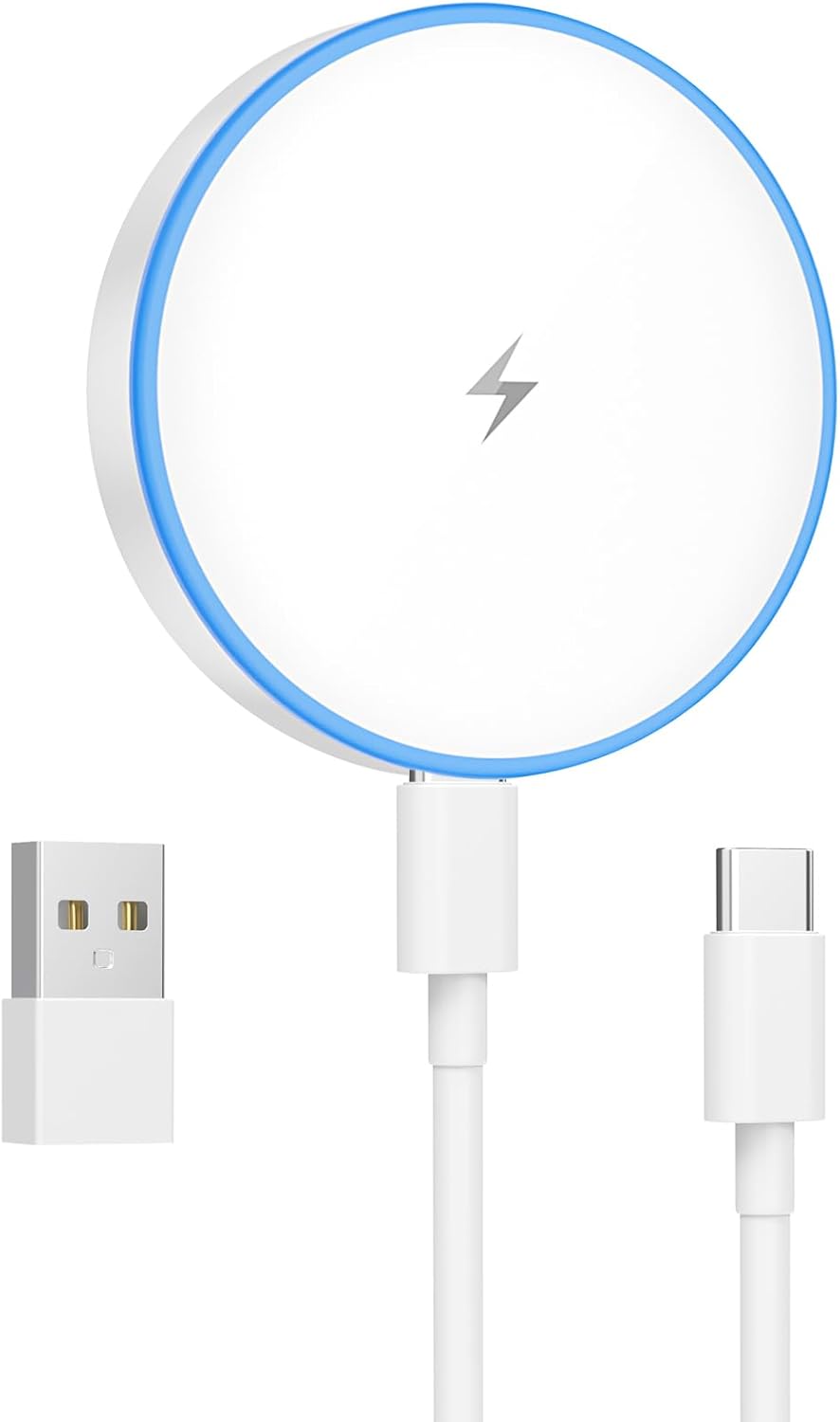 MagSafe Charger 15W Magnetic Wireless Charger Fast Charging Pad Compatible with iPhone 17/16/15/14/13/12 Series & AirPods 4/3/2/Pro Magnetic MagSafe Charging Pad with Dual Ports