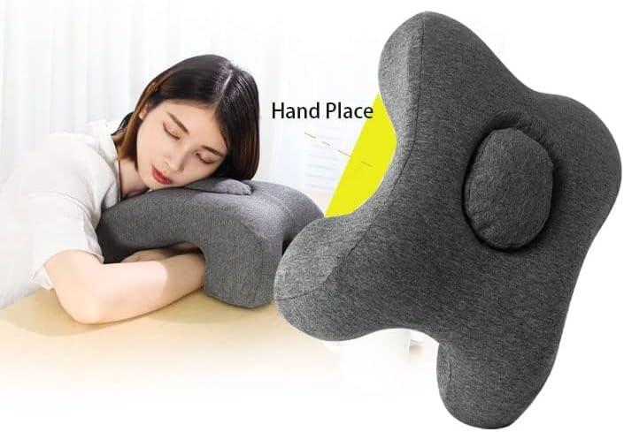 Fcare Desk Pillow for Napping, Travel Neck Pillow Memory Foam Wedge for Sleeping, Slow Rebound Back Pillow (Slightly Hard) for Slender Ladies & Teenagers, Comfortable Washable Velvet Cover