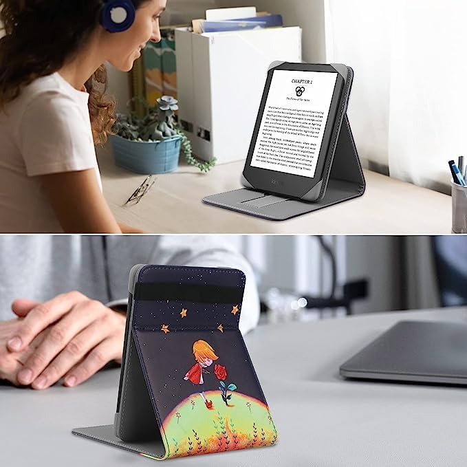 Universal Case for 6-inch Kobo Clara HD/Kobo Clara 2E/Kobo Nia/Pocketbook Basic 4/Touch Lux 5 Leather Stand Cover Compatible 6'' Pocketbook/Tolino E-Book Reader, Prince
