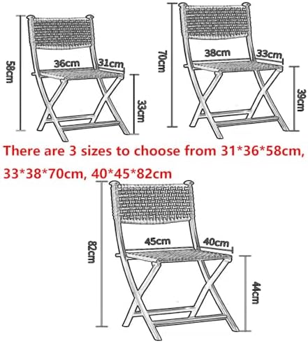Mid-Century Vintage Folding Chair, PE Rattan Backrest Seat Sturdy Carbon Steel Frame Traditional Bohemian Classic Chairsscandinavian Office Chair No Assembly(Multi-Colored,33