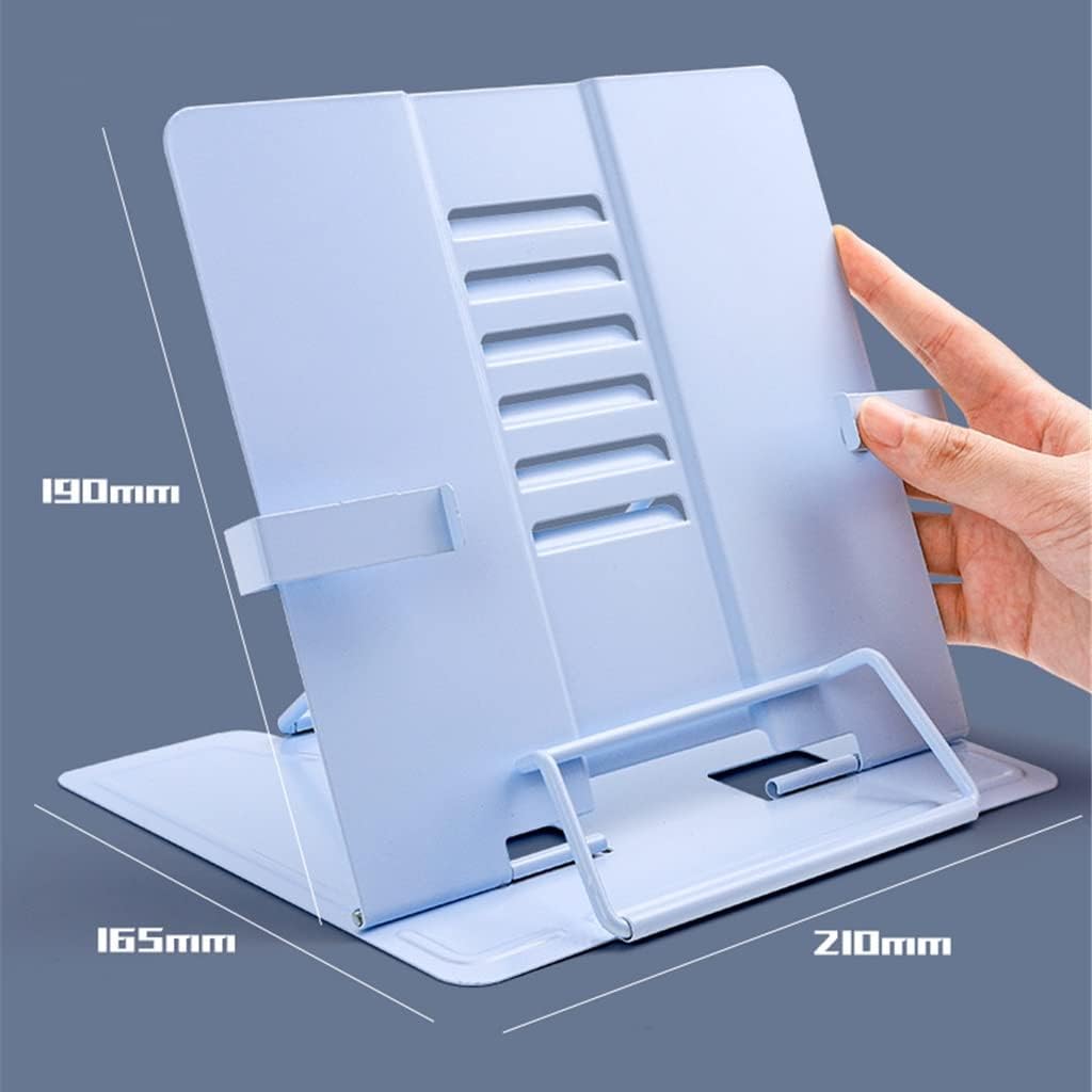 Desk Book Stand,Metal Reading Rest, Adjustable Cookbook Documents Holder Portable Bookstands for Books(OneColor)