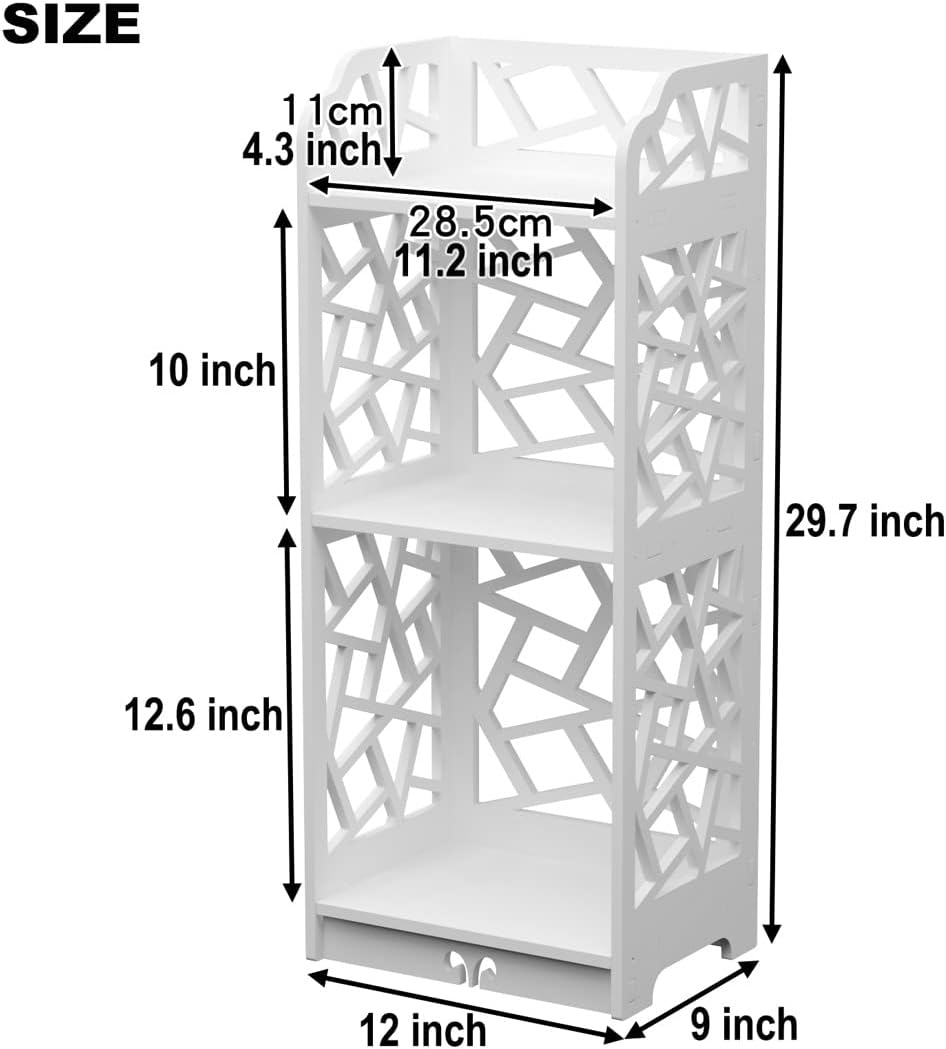 Rerii 3 Tier Bookshelf, Small Bookcase for Small Spaces, Narrow Thin Book Shelf for Bedroom, 3 Shelf Bookcase for Kids Room and Living Room
