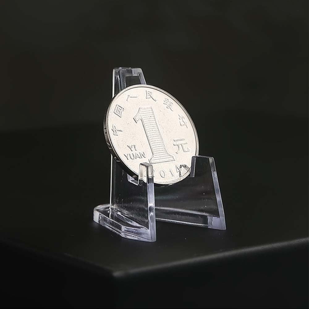 10Pcs Mini Acrylic Display Easel Stands, Acrylic Clear Coin Stands, Clear Card and Coin Holders for Collectibles