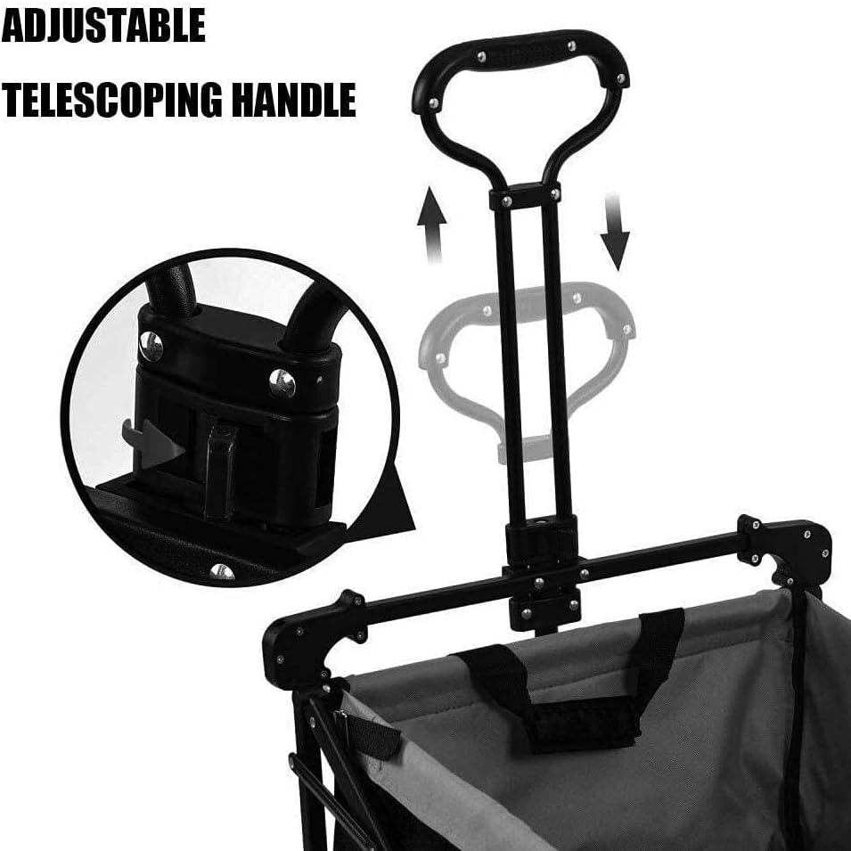 Foldable Outdoor Utility Wagon with Heavy Duty Steel Frame, Big All-Terrain Wheels & Adjustable Handle for Camping(Green)