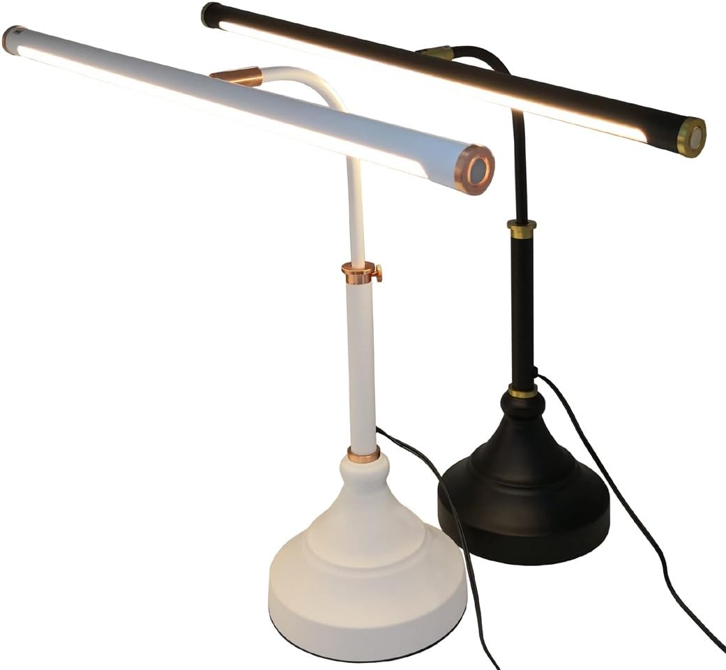 HomeFocus - Piano Light,LED Piano Lamp,Music Lamp,Eye-Caring,Stepless Dimming,Touch Dimmable Reading Light,Reading Lamp for Home Office,Adjustable Height,Multi-Functional Desk lamp,Metal,Black+Gold.