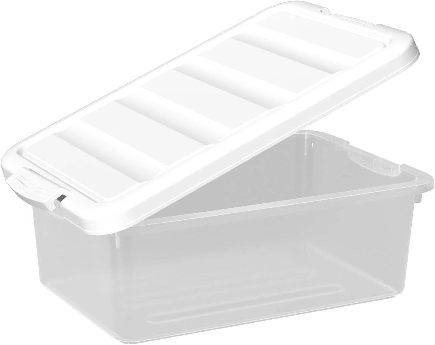 Clear Storage Latch Box 14 Quart, Plastic Organizing Box/Bin with White Lid, 2-Pack