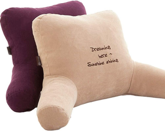 Bedrest Pillows with Arms for Reading in Bed Perfect Support Reading Relaxing Watching TV Khaki Purple (Colour: Set of 2 Size: 70x48x25cm)