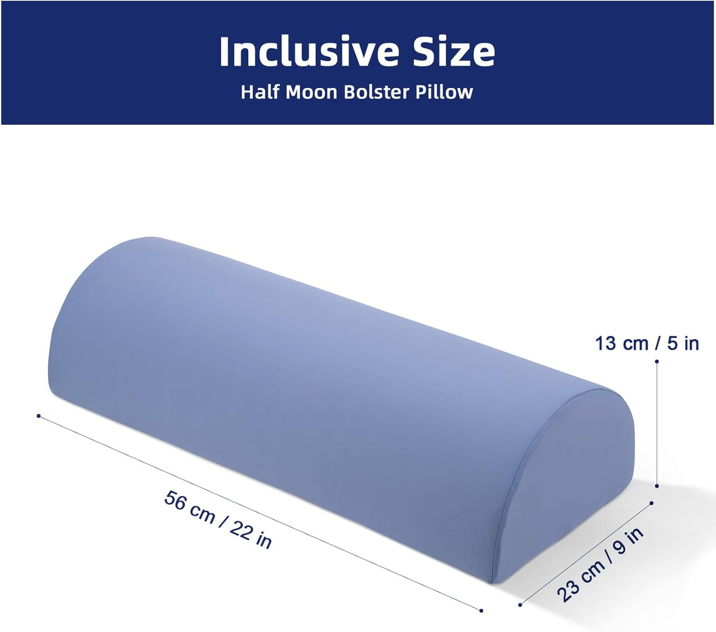 Knee Pillow for Back Sleeping - Half Moon Bolster Pillow for Legs - Cooling Under Knee Pillow for Sleeping on Back, Leg Support, Foot Elevation (Misty Blue)