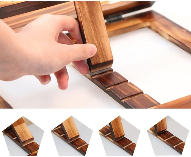 Foldable Recipe Book Stand,Wooden Frame Reading Bookshelf,Tablet Pc Support(E)