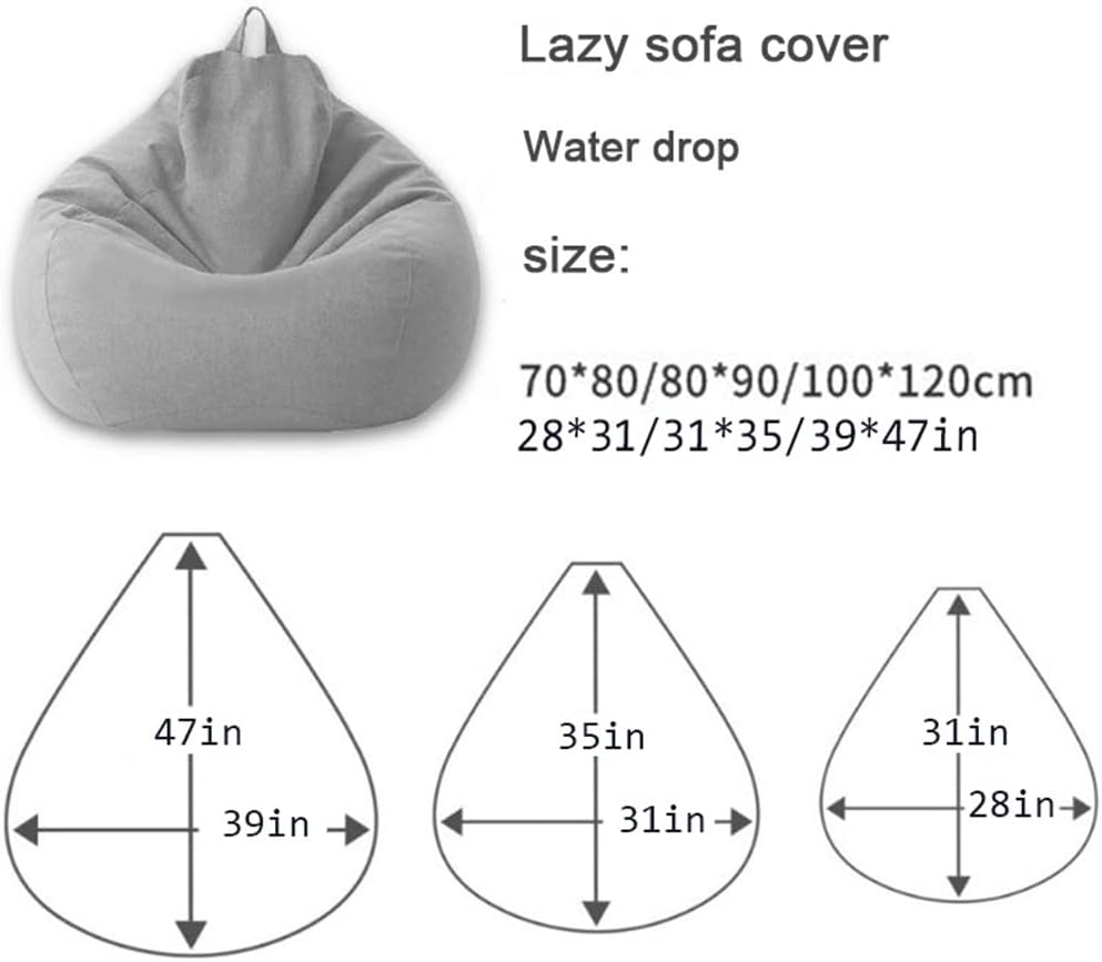 Bean Bag Chair Big Lazy Sofas Cover Beanbag Sofa Cover No Filler Bean Bag Chair Pouf Bed Futon Seat Tatami Puff Relax Lounge Furniture Decorate (Color : Dark Gray, Specification : 100X120cm)
