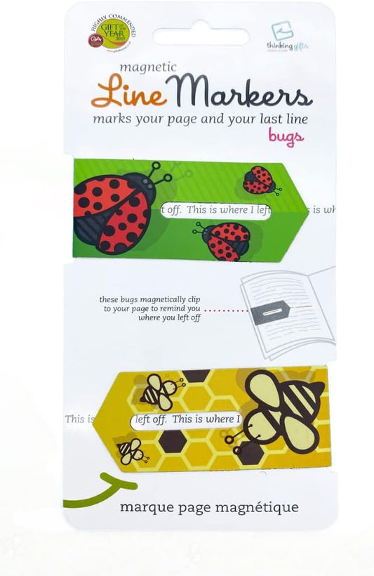 Linemarker Page Marker | Book Holder | Magnetic Bookmarks Set of 2 | Magnet Page Holder Clip for Reading | Book Marker | Gift Idea for Readers, Book Lovers (Bugs)