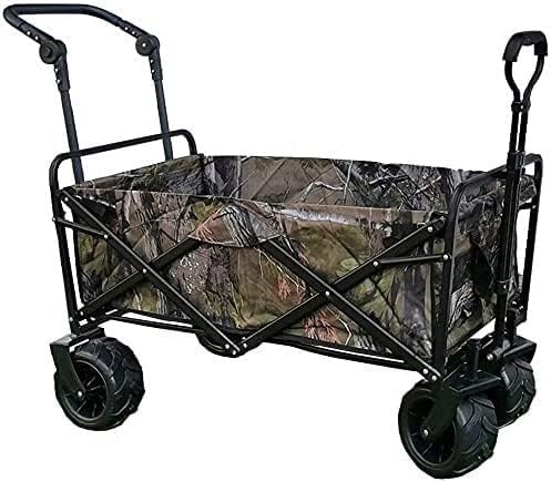 Folding Utility Wagon Heavy Duty Collapsible Wagon Garden Cart with Universal Wheels Adjustable Handle Large Capacity Load-Bearing 100kg / 220lbs