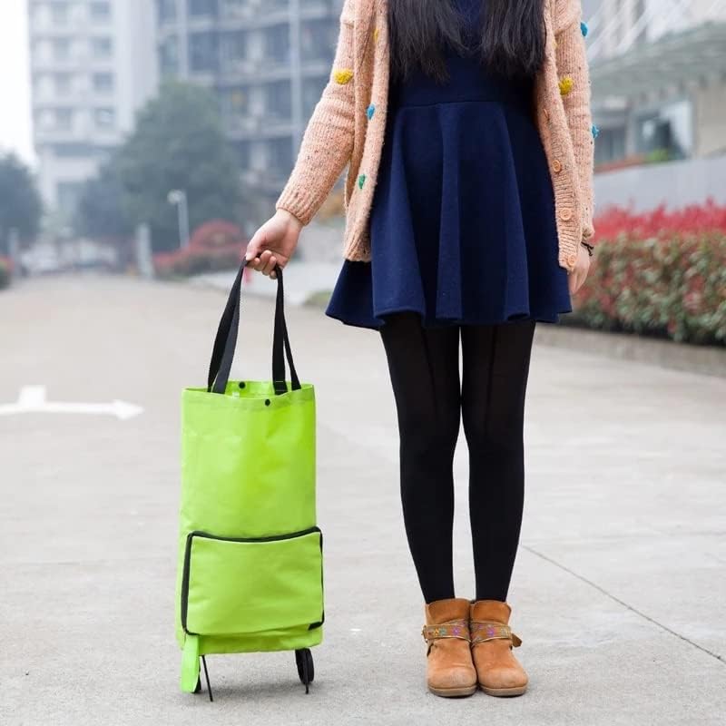 JSEIAJB New Folding Shopping Bag Shopping Buy Trolley Bag on Wheels Bag Buy Vegetables Shopping Organizer Portable Bag(E)