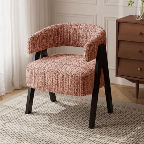 Meval Chenille Upholstered Lounge Chair, Single Sofas with Wooden Legs for Living Room, Bedroom, Office - Stylish Cloud Velvet Accent Chair (B)