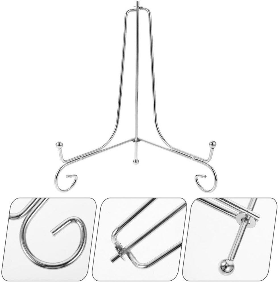 HOMSFOU Art Plate Holder 3.93 Inch Metal Display Stand Easel for Decorative Plates Photo Frames Small Bowls Tabletop Organizer