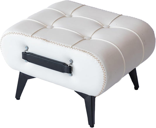 Small Footstool Ottoman - Stylish and Functional Faux Leather Footrest for Extra Seating in Living Room, Entryway, or Office
