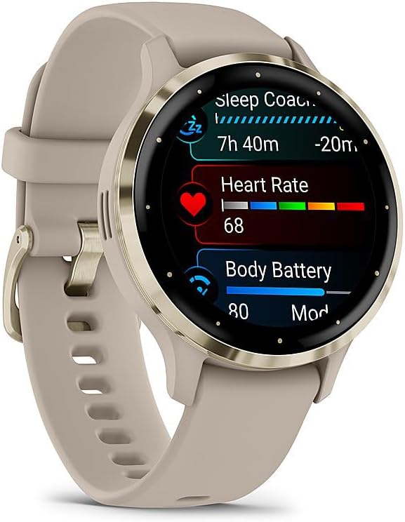 Garmin Venu 3S Health Fitness GPS Smartwatch Gold Steel Bezel w/French Gray Case 41mm | Official USA Partner Model | Bundle 010-02785-02 with 2 YR CPS Enhanced Protection Pack