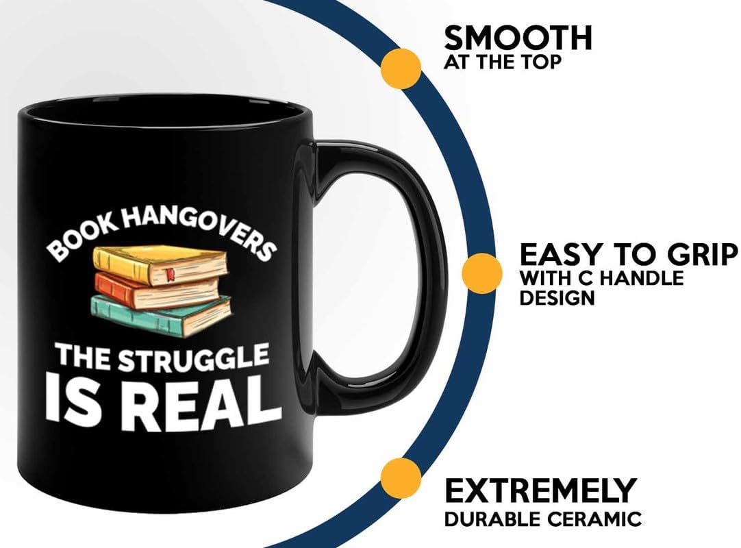Book Lover Coffee Mug 11oz Black - The struggle is real - Gift For Poets Bookish People Bibliophile Librarian Book Club Reader