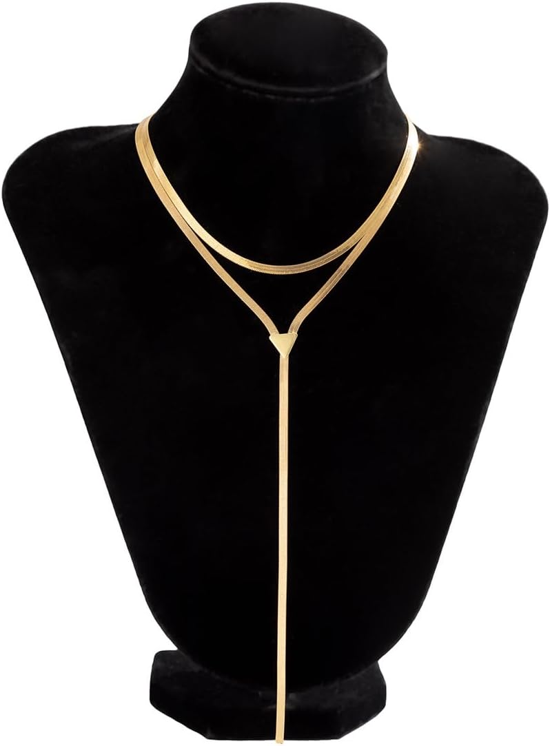 GIGB PBDK Chunky Gold Choker Necklace for Women,Trendy Silver Statement Necklace Long Snake Chain Drop Necklace,Charm Prom Body Jewelry Accessories Gifts