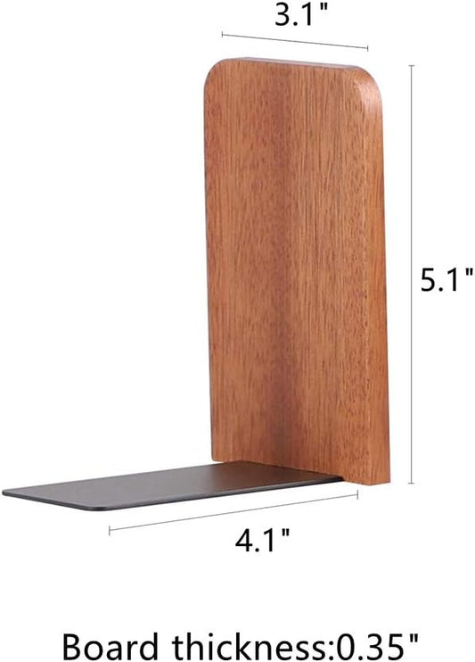 Muso Wood Book Ends for Shelves, Non-Slip Bookends, Heavy Duty Wooden Bookend Support for Books and Movies (Sapele 2 Pairs)