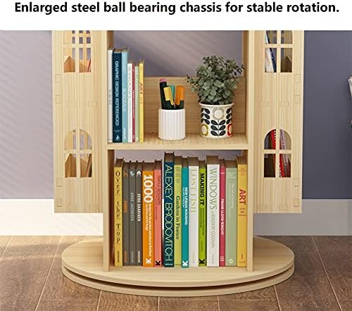 Heehee Rotating Bookshelf 360 Display Floor Standing Bookcase Storage Rack Children's Bookshelf, Wood Book Shelf Organizer Stand for Kids, Storage Book Display Case Bookrack