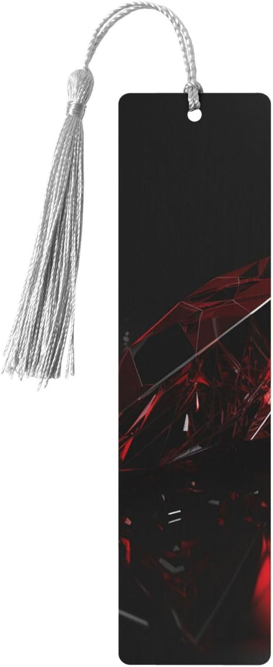 Red Irregular Glass Bookmarks Gifts for Women Men, Wooden Bookmarks for Book Lovers, Vintage Book Marks Ornaments with Tassel, Unique Personalized Reading Page Markers Gray