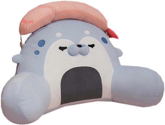 Tingting's Dream Cute Office Lumbar Back Cushion Cartoon Bed Rest Reading Pillow Sofa Waist Back Pillow Soft Dining Chairs Lumbar Pillow (Blue, 60×40CM/23.6"×15.7")
