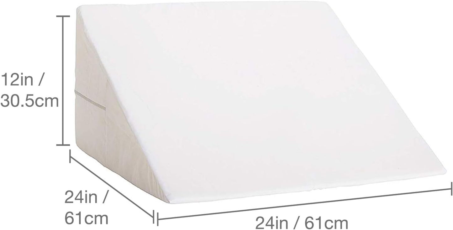 DMI Bed Wedge Pillow and Triangle Wedge with Elevated Incline for Neck Pain, Headaches, Shoulders, Back Pain, Foot Support, Knee Pain or Restless Leg Syndrome, 24x24x12 inches, White (Pack of 1)