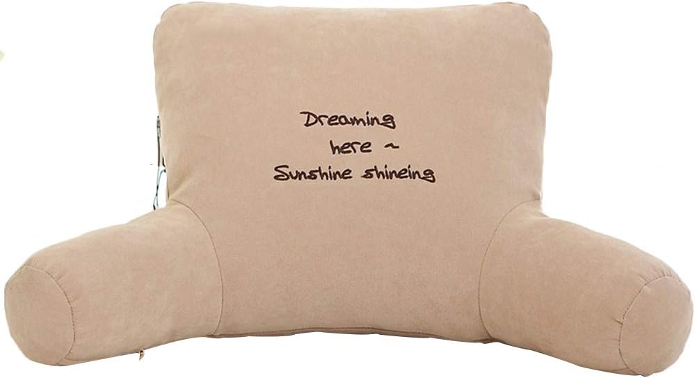 Bedrest Pillows with Arms for Reading in Bed Perfect Support Reading Relaxing Watching TV Khaki Purple (Colour: Set of 2 Size: 70x48x25cm)