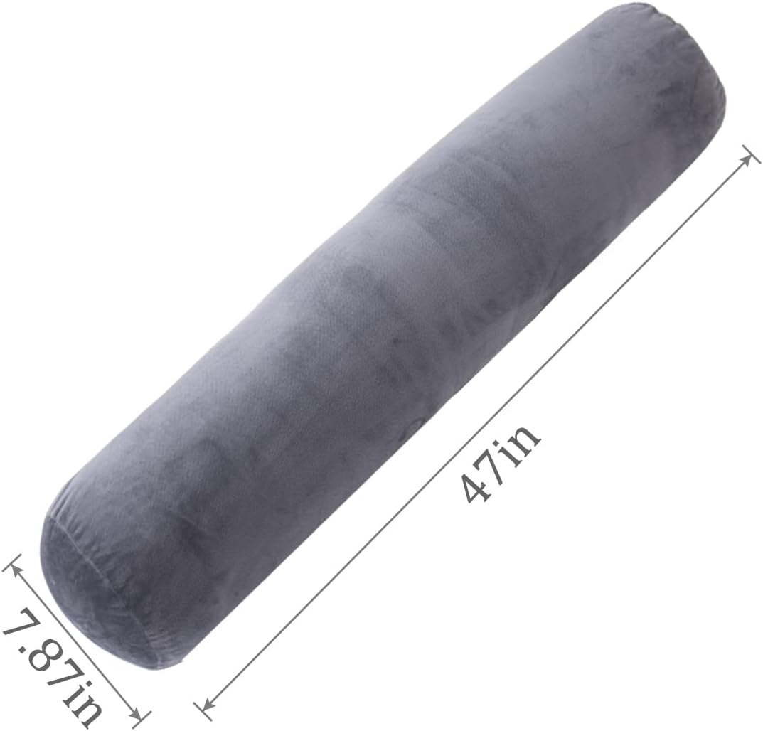 Body Pillow for Adults, Bolster Pillow with Removable Velvet Cover, Long Round Cervical Roll Pillow, 47 x 7.87 Inches, Grey