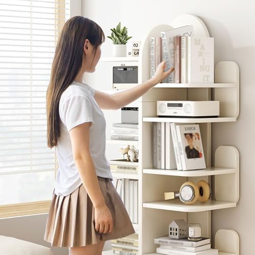 Modern Cactus Tree Bookshelf – Multi-Tier Narrow Tall Corner Bookcase for Small Spaces, Stylish Wood Organizer Shelves for Living Room, Bedroom, Home Office Storage