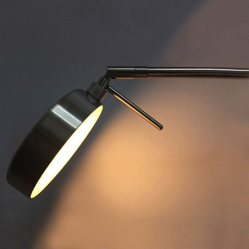 HomeFocus LED Swing Wall Lamp with USB Charging Port,Eye-Caring Bedside Reading Wall Light,Wall Light,Wall Sconces,Wall Lamp for Bedroom,Living Room,Hotel,LED 5W 3000K,Metal,Satin Nickel.