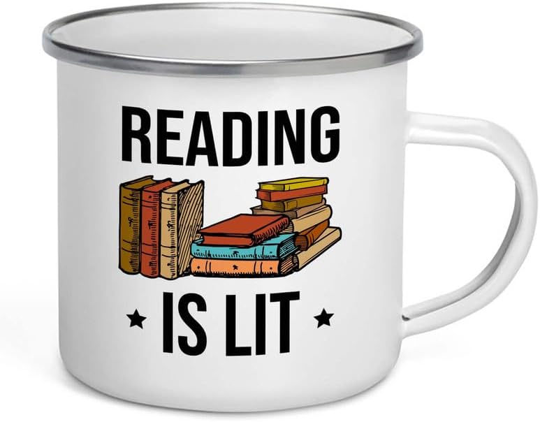 Reading Bookworm Camper Mug 12oz - Reading is Lit - Reading Reader Book Worm I Know Things Book Addict Book Lover Bookish Novelist Librarian Writer