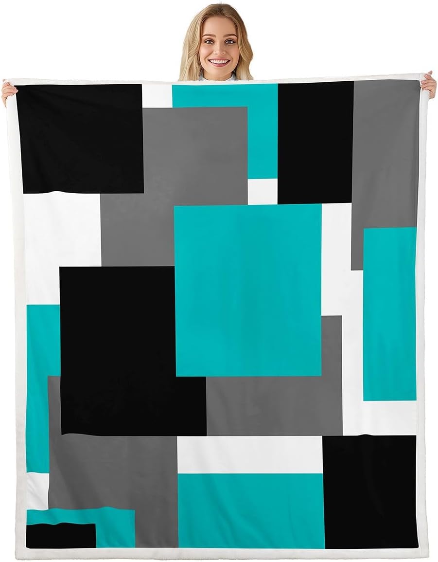 Feelyou Abstract Sherpa Throw Blanket for Couch Boho Modern Aesthetic Super Soft Cozy Fleece Minimalist Blanket for Winter, Plush Throw Neutral Art Throw 50"x60" Geometric All Season