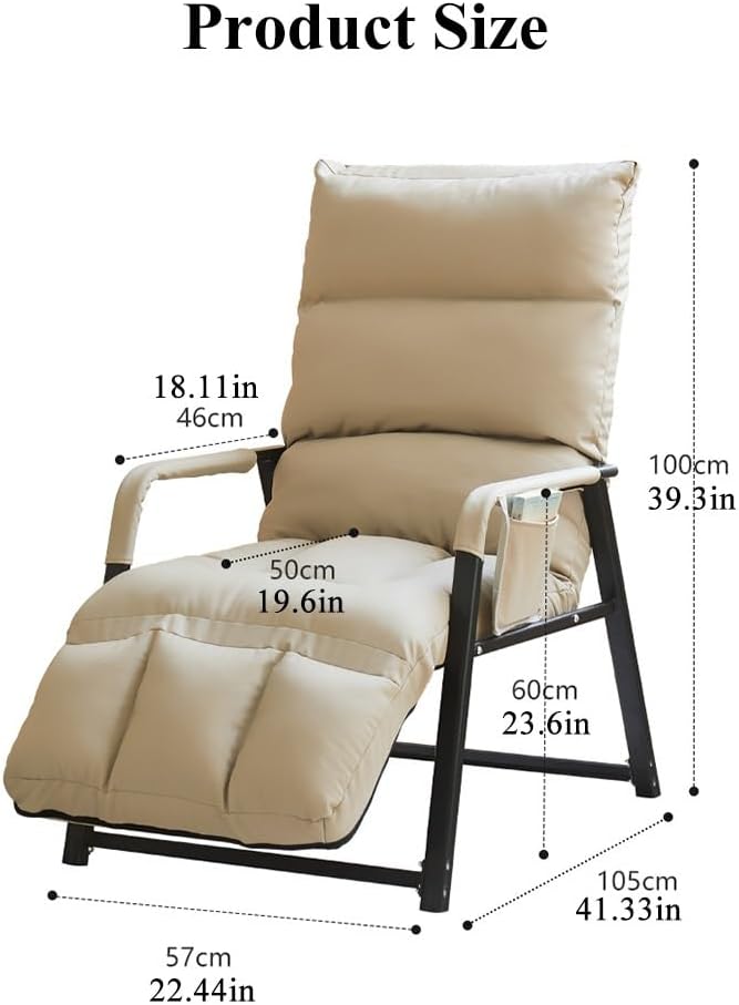 Recliner Lunch Break Lazy Chairs Armchair Adjustable Back and Footrest,Reading Chair Computer Chair Ergonomic Lounge Chair Reclining Sofa Chair(White)