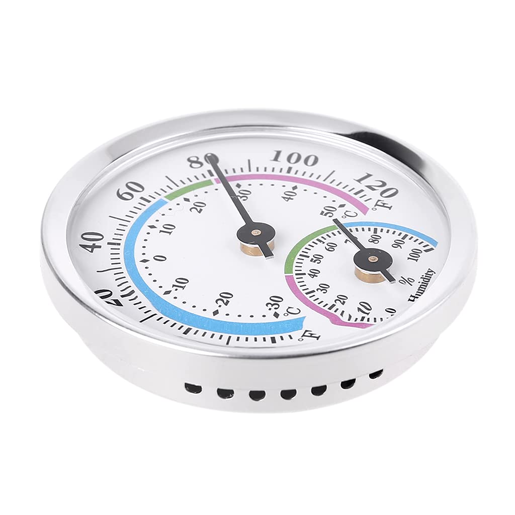 1PC Mini Humidity Gauge Aluminum Alloy Thermometer Hygrometer Dual Scale °C/°F for Home Office Indoor Monitoring