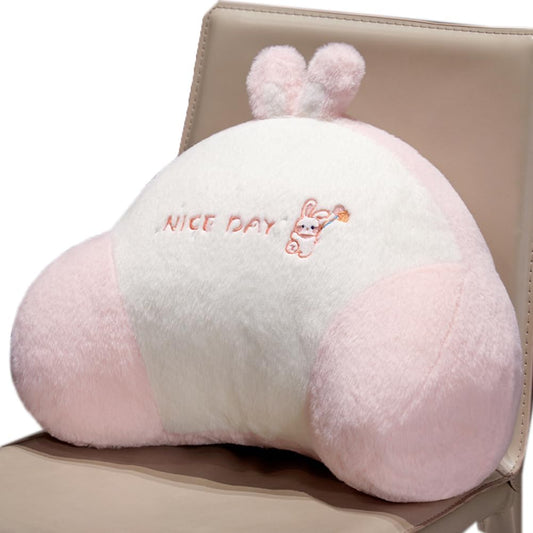 Tingting's Dream Cartoon Office Lumbar Back Cushion Cute Soft Waist Pillow Sofa Reading Back Pillow Rest Chair Lumbar Support Pillow (Pink Rabbit, 50×35CM/19.7"×13.8")