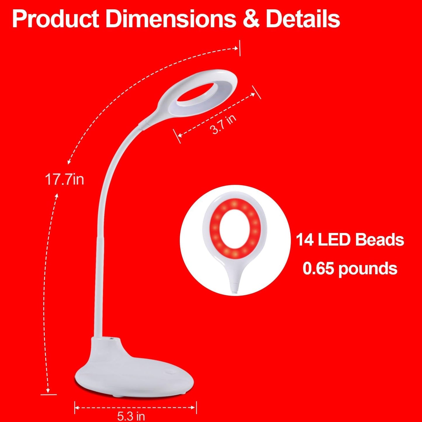 670nm Red Light Reading Lamp for Sleep- Zero Blue Light, Rechargeable Dimmable Portable LED Red Book Light for Night Reading,Working and Crafts - Ideal Gift for Book Lovers, Nursing