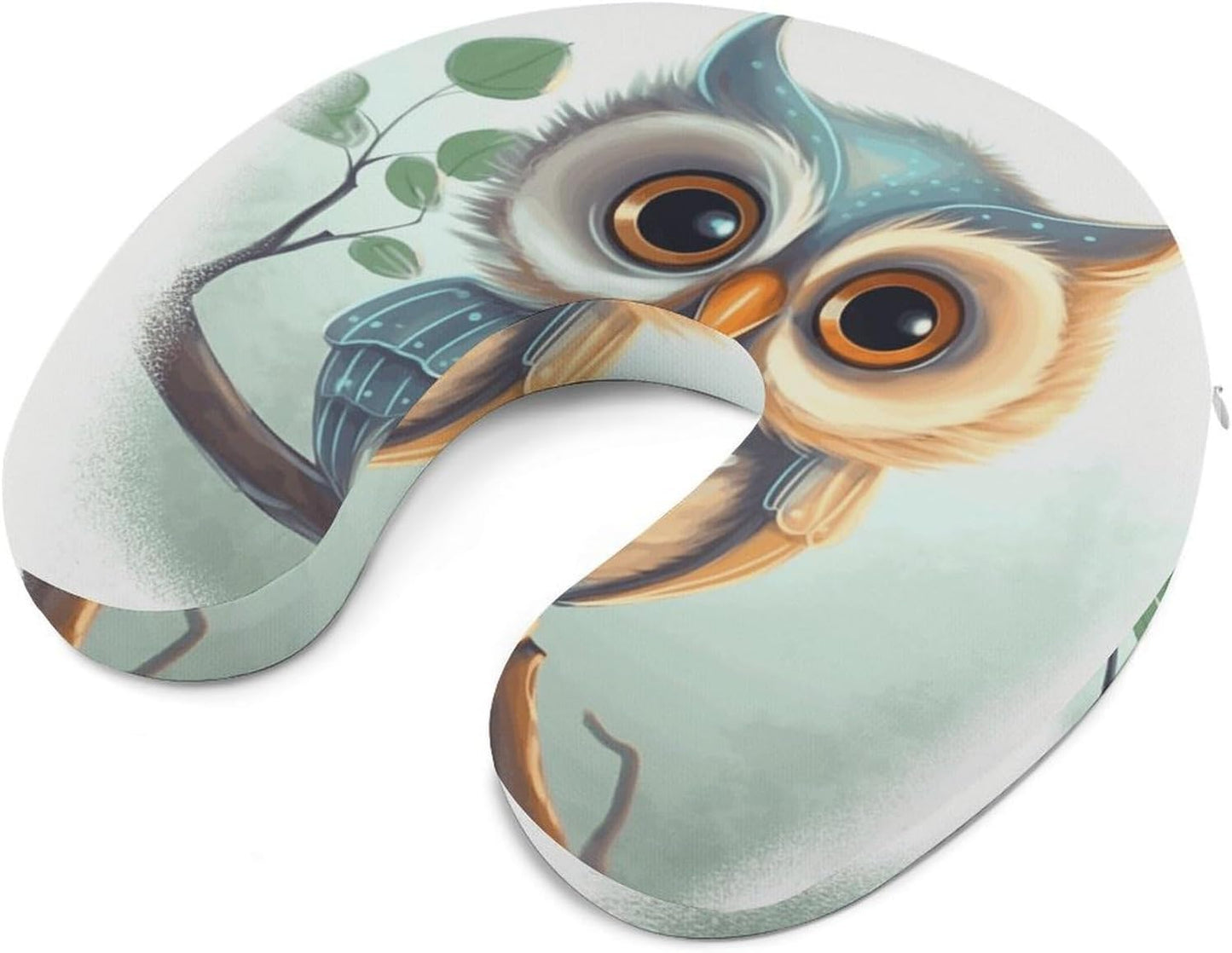 Cute Owl Neck Pillow Memory Foam U Shaped Pillows Portable Pillows for Shoulder Travel Head Support Pillow with Concealed Zipper for Airplane Car Home Office