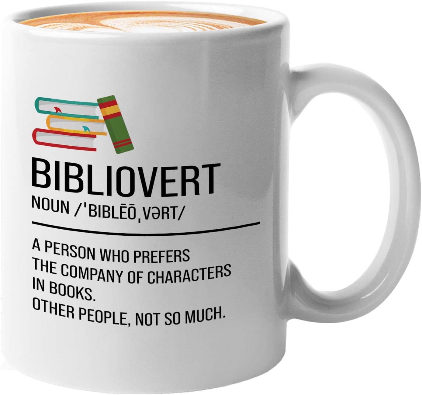 Book lovers Coffee Mug 11oz White - Bibliovert Definition - Author Writer Book Library Editor Introvert Book Lovers Cat Lover Chill Relax Bookworm Reading