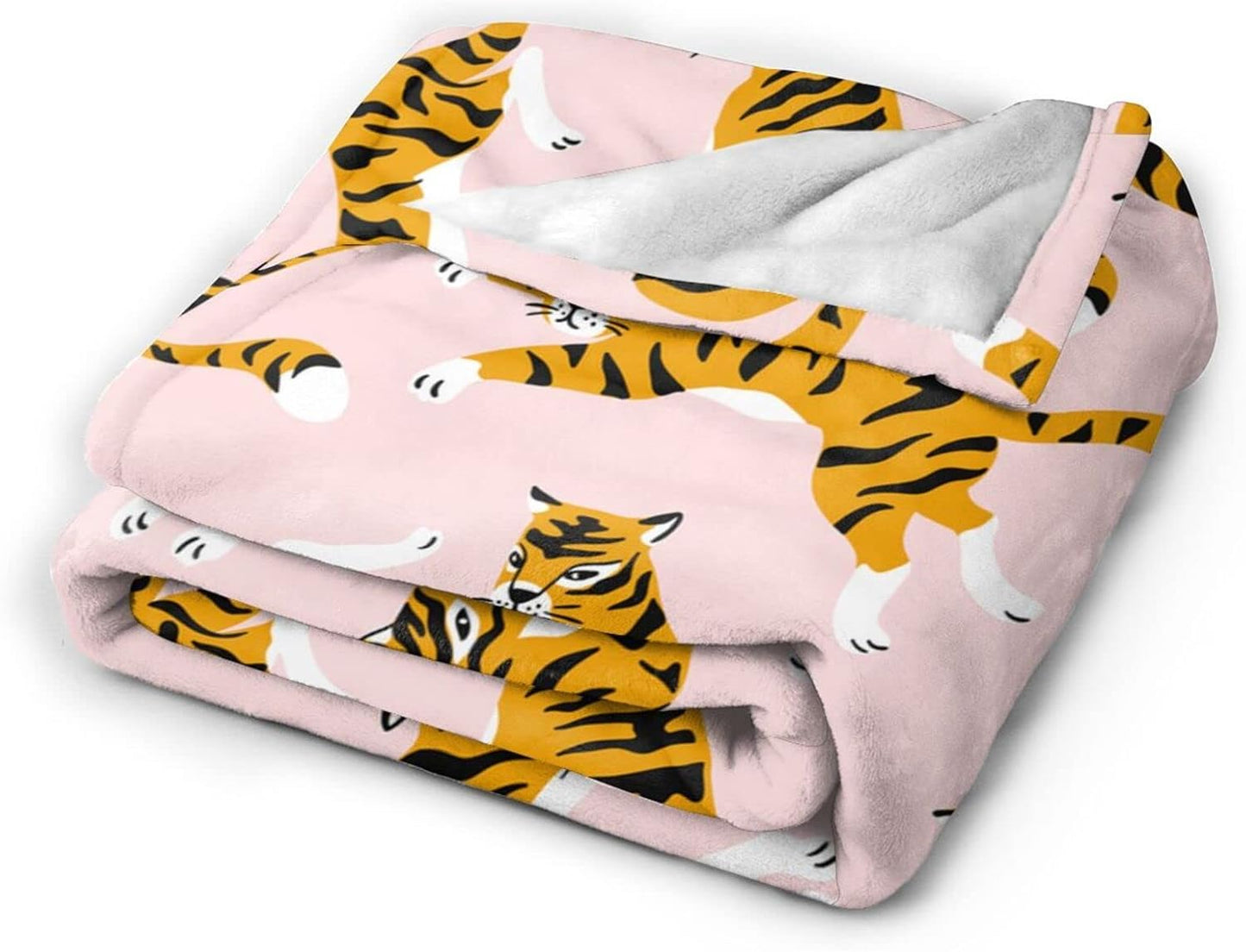 Tiger Blanket Fun Super Soft Warm Bed Bedding Throw Blankets for Couch Bedroom Sofa Office Car, All Season Cozy Flannel Plush Blanket Gifts for Girls Boys Teens Adults, 60"X50"