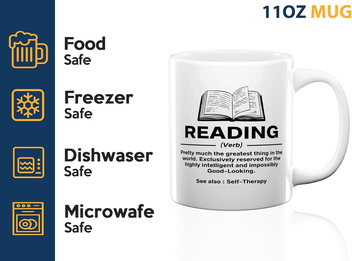 Book Lover Coffee Mug 11oz White -Reading Definition - Sports court Team Indivdiual partner Book Lover