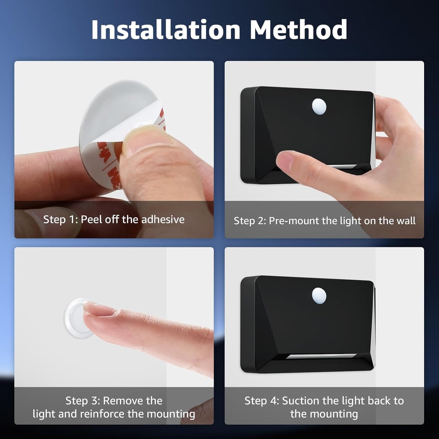 uuffoo Rechargeable Motion Sensor Wall Light, Magnetic Linkage Multi-Sensor Stair Lights with 3 Brightness Levels, Wireless Battery Operated Indoor Wall Lamp for Closet Bedroom Hallway(Black)